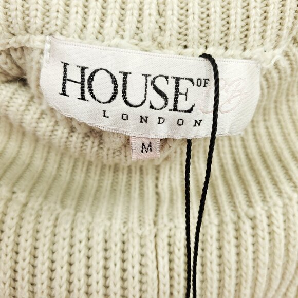 House Of CB Mckenzie Ribbed Wide Leg Utility Trousers M Oatmeal/Khaki/Natural - Picture 4 of 16